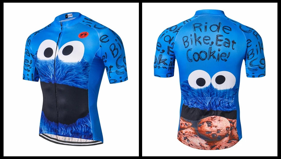 Weimostar Top Verde Maglia da Ciclismo Uomo con Design Divertente Cookie Traspirante Tasche