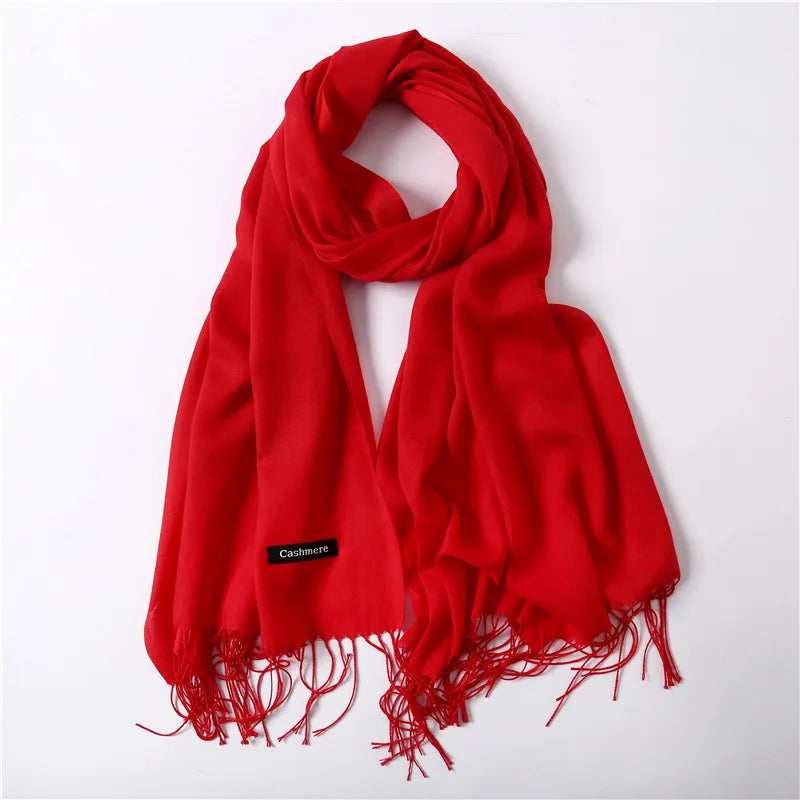 Sciarpa di Pashmina da Donna Morbida Cashmere Foulard Viaggio Ufficio Inverno Caldo Hijab Solido Avvolge Bandana