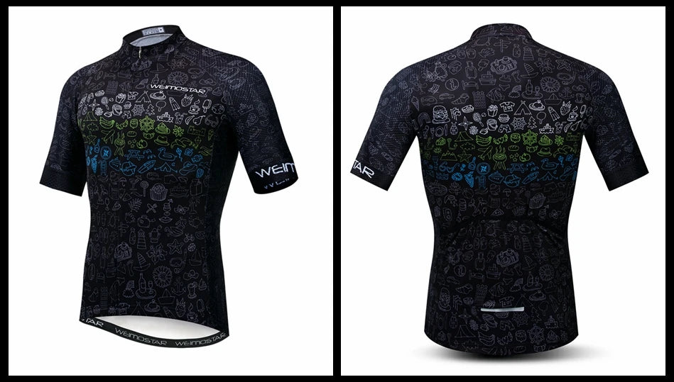 Weimostar Top Verde Maglia da Ciclismo Uomo con Design Divertente Cookie Traspirante Tasche