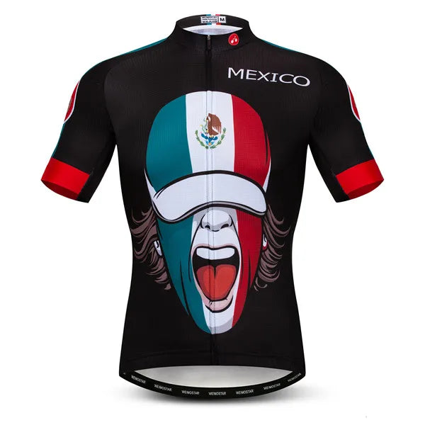 Maglia Da Ciclismo Da Uomo Mountain Bike Manica Corta Pro MTB Team Road Tops Canada Francia Russia Teschio Rosso