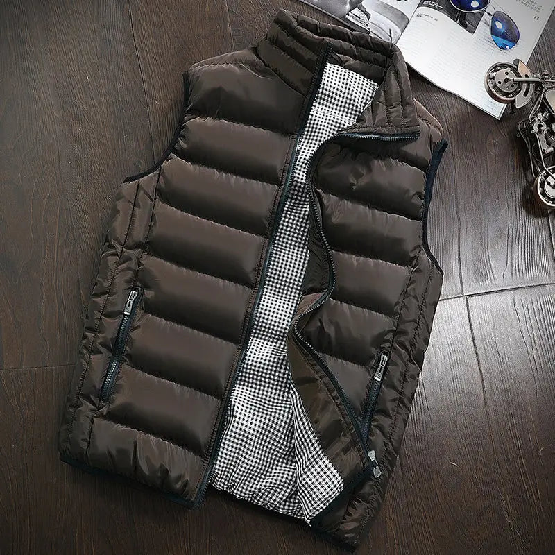 Gilet Da Uomo Imbottito In Cotone Con Colletto Mandarino Senza Maniche Moda Invernale Abbigliamento Casual Grande Taglia