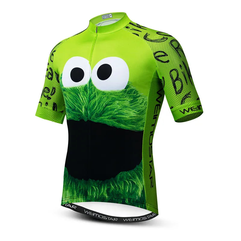 Weimostar Top Verde Maglia da Ciclismo Uomo con Design Divertente Cookie Traspirante Tasche