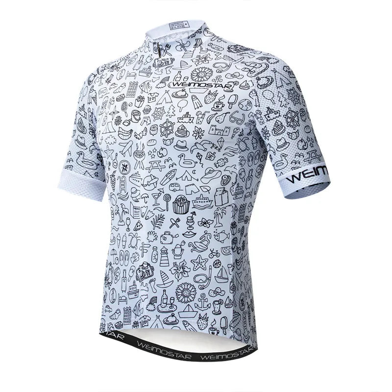 Weimostar Top Verde Maglia da Ciclismo Uomo con Design Divertente Cookie Traspirante Tasche