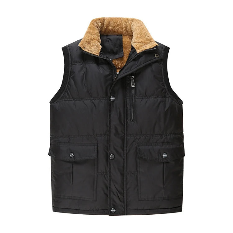 Gilet Termico Da Uomo In Pile Caldo Autunno Inverno Senza Maniche Antivento Nero Blu Scuro 7XL