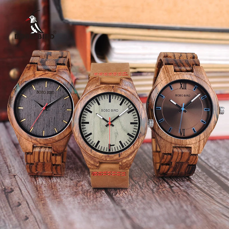 Orologio Da Uomo In Legno Bobo Bird Quarzo Design Speciale In Scatola Regalo Personalizzato Drop Shipping