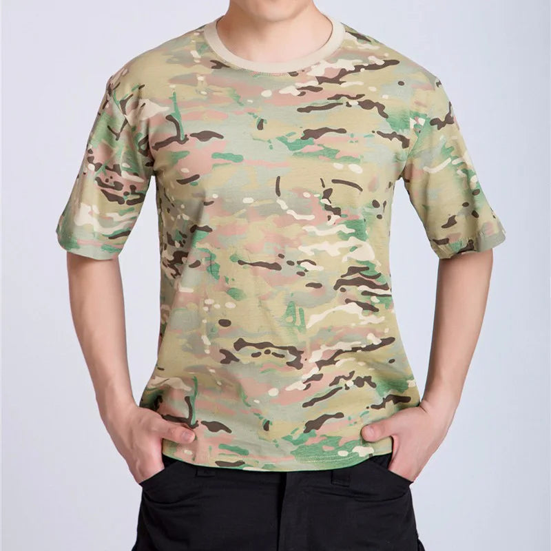 Mimetica Tattica Da Uomo T Shirt Traspirante Ad Asciugatura Rapida Per Esterno Abbigliamento Camo