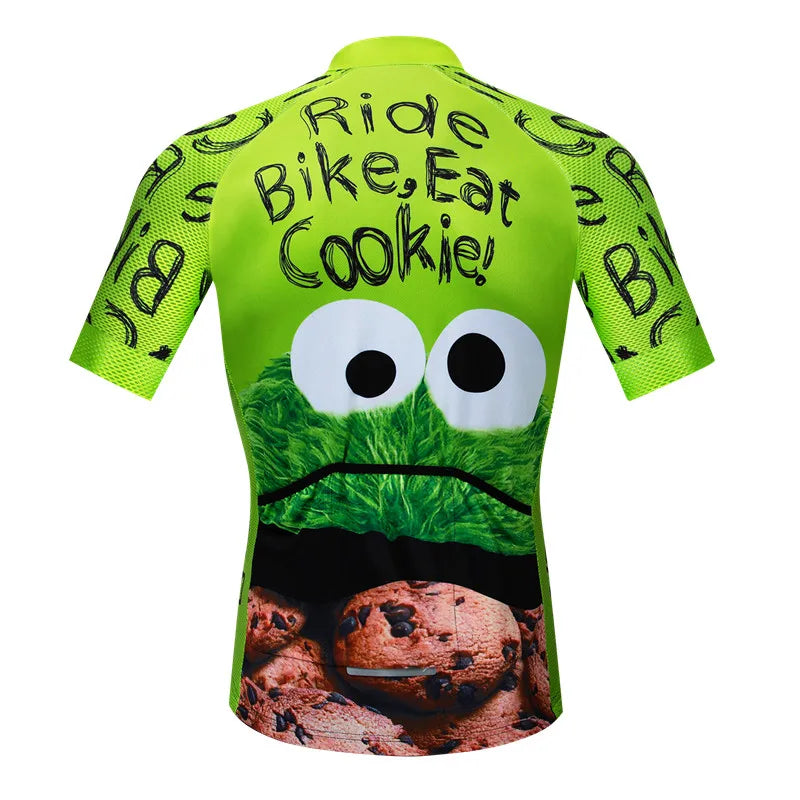 Weimostar Top Verde Maglia da Ciclismo Uomo con Design Divertente Cookie Traspirante Tasche