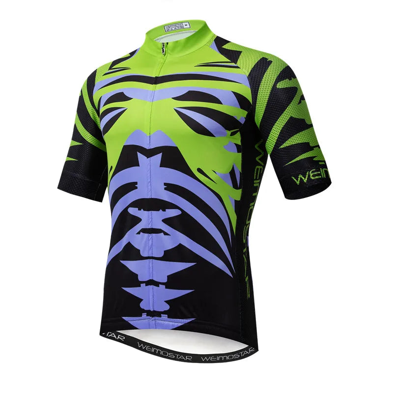 Weimostar Top Verde Maglia da Ciclismo Uomo con Design Divertente Cookie Traspirante Tasche