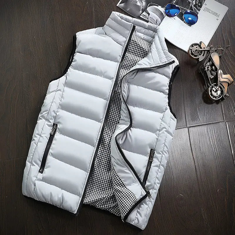 Gilet Da Uomo Imbottito In Cotone Con Colletto Mandarino Senza Maniche Moda Invernale Abbigliamento Casual Grande Taglia