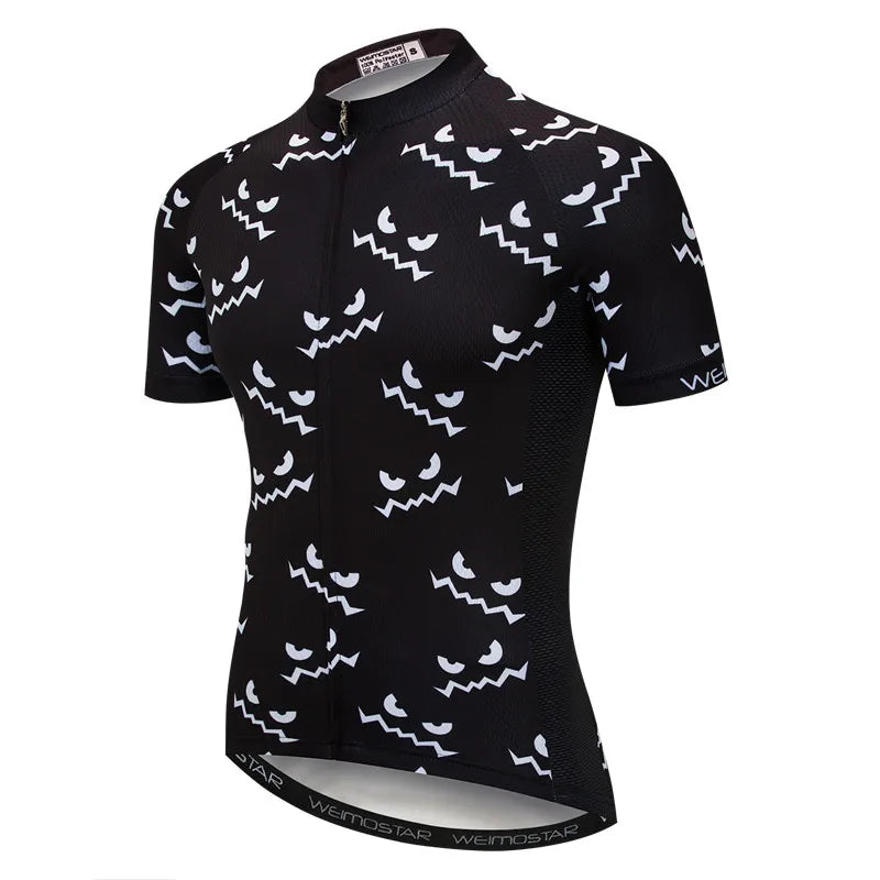 Maglia Ciclismo Weimostar Skull Uomo Estiva Traspirante MTB Strada Anti UV Con Tasche Riflettenti