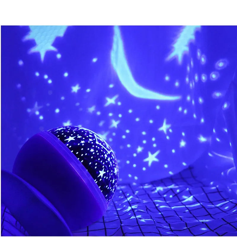 Lampada Proiettore Notte Rotante Cielo Stellato LED USB Batteria Per Bambini Unicorno Romantico