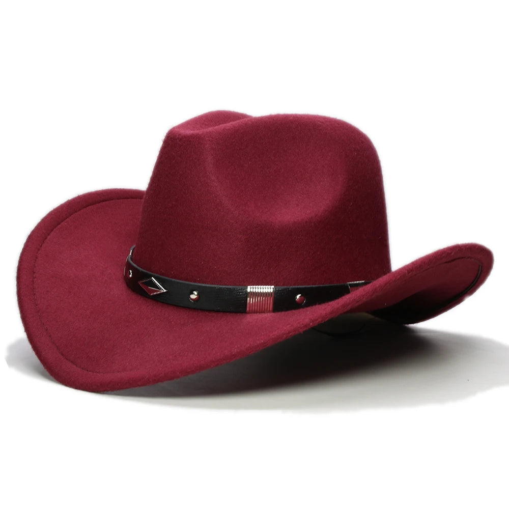 Cappello Coordinato In Feltro In Genitore Figlio Unisex Con Tesa Larga Geometria Retrò Cappello Da Cowboy Western