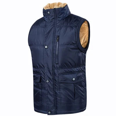 Gilet Termico Da Uomo In Pile Caldo Autunno Inverno Senza Maniche Antivento Nero Blu Scuro 7XL