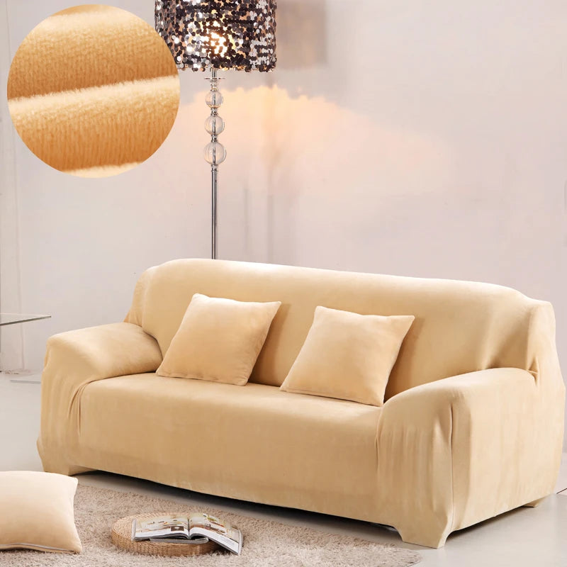 Copridivano In Tessuto Peluche Grigio Solido Protezione Mobili Antipolvere Antiscivolo Spesso In Velluto