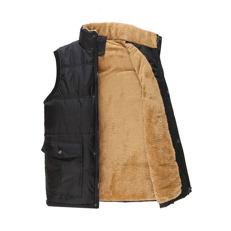 Gilet Termico Da Uomo In Pile Caldo Autunno Inverno Senza Maniche Antivento Nero Blu Scuro 7XL