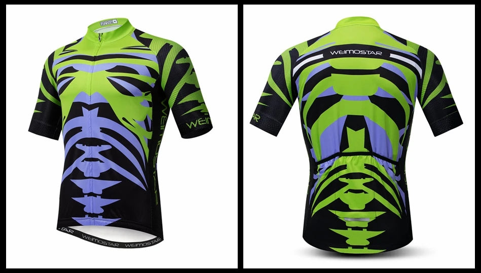 Weimostar Top Verde Maglia da Ciclismo Uomo con Design Divertente Cookie Traspirante Tasche