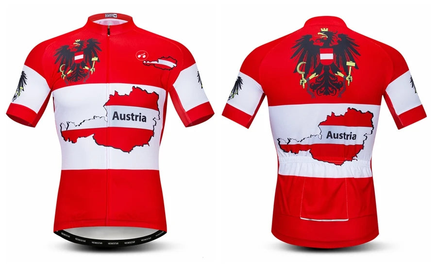 Maglia Da Ciclismo Da Uomo Mountain Bike Manica Corta Pro MTB Team Road Tops Canada Francia Russia Teschio Rosso