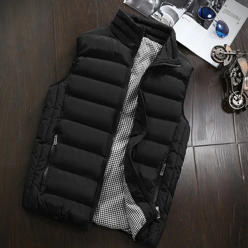 Gilet Da Uomo Imbottito In Cotone Con Colletto Mandarino Senza Maniche Moda Invernale Abbigliamento Casual Grande Taglia