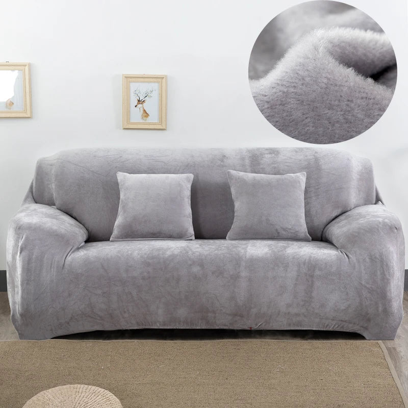 Copridivano In Tessuto Peluche Grigio Solido Protezione Mobili Antipolvere Antiscivolo Spesso In Velluto
