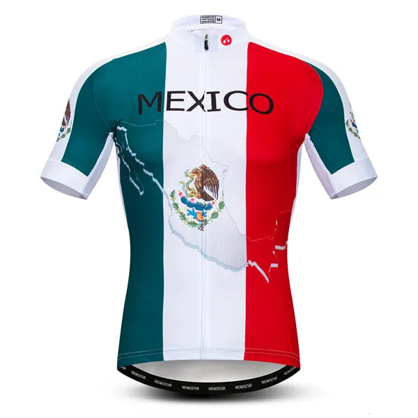 Maglia Da Ciclismo Da Uomo Mountain Bike Manica Corta Pro MTB Team Road Tops Canada Francia Russia Teschio Rosso