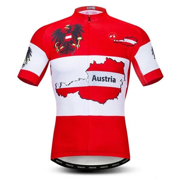 Maglia Da Ciclismo Da Uomo Mountain Bike Manica Corta Pro MTB Team Road Tops Canada Francia Russia Teschio Rosso