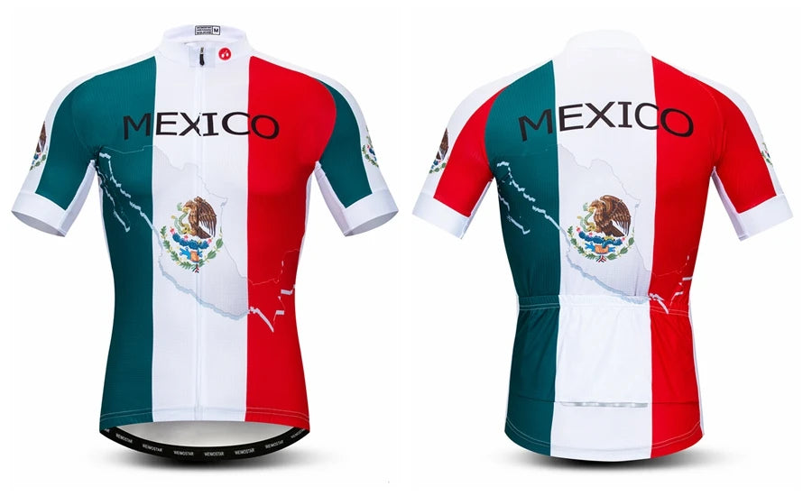 Maglia Da Ciclismo Da Uomo Mountain Bike Manica Corta Pro MTB Team Road Tops Canada Francia Russia Teschio Rosso