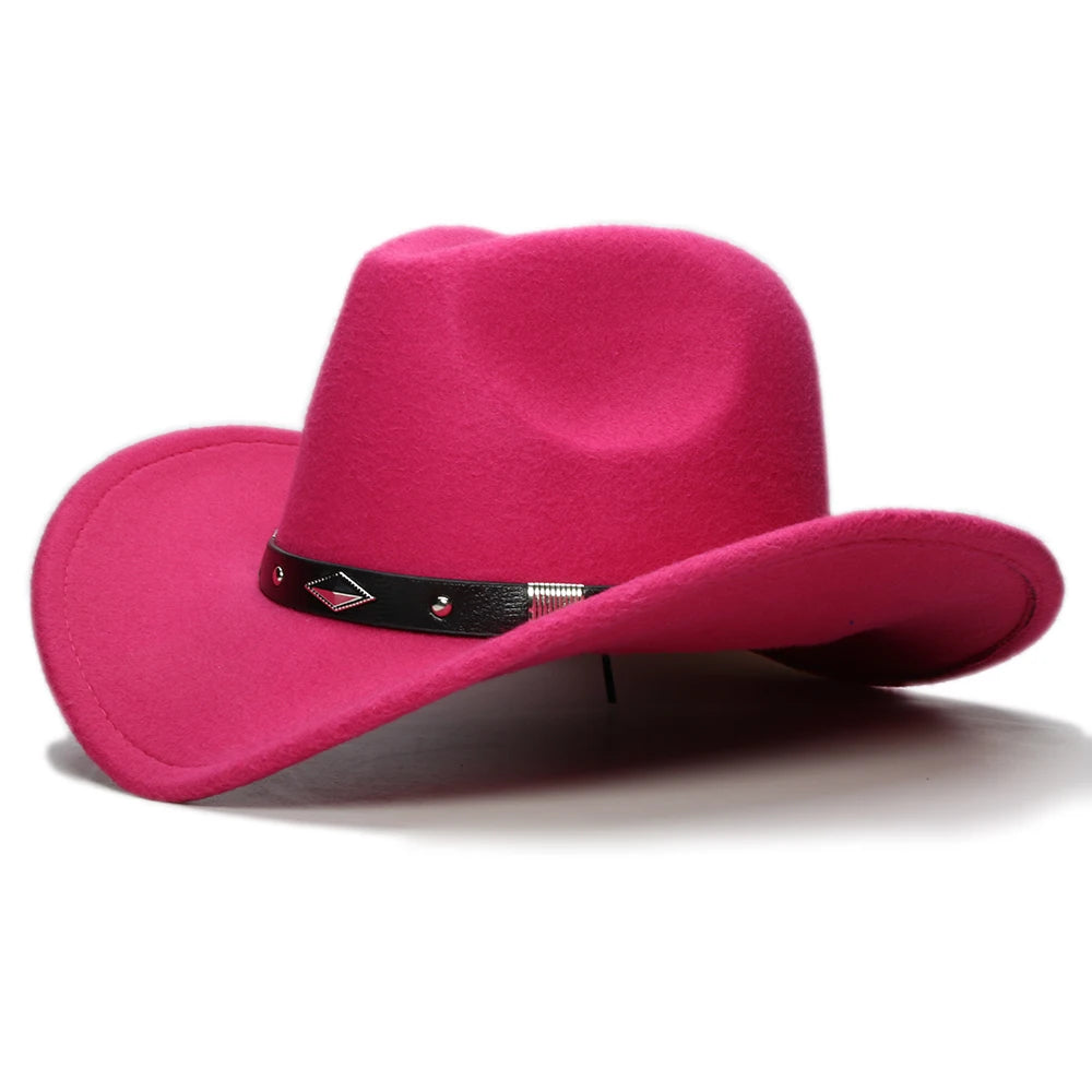 Cappello Coordinato In Feltro In Genitore Figlio Unisex Con Tesa Larga Geometria Retrò Cappello Da Cowboy Western