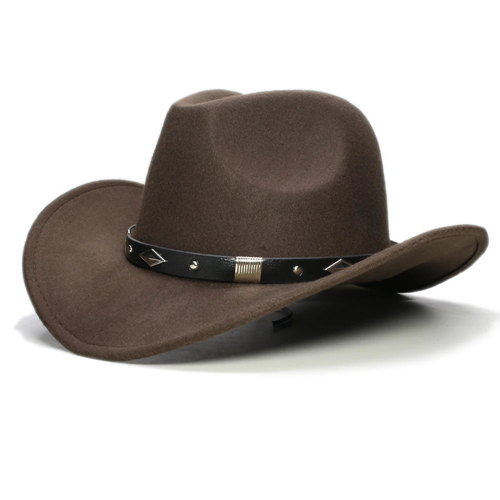 Cappello Coordinato In Feltro In Genitore Figlio Unisex Con Tesa Larga Geometria Retrò Cappello Da Cowboy Western