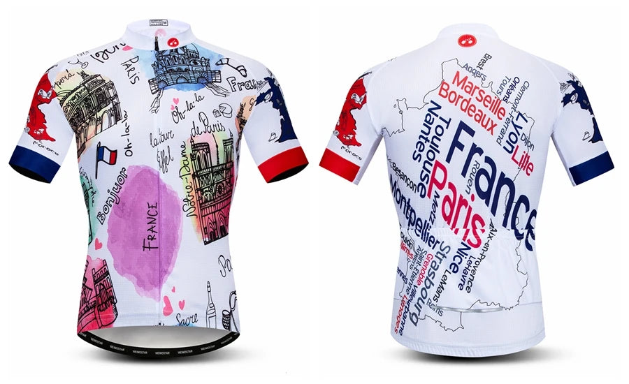 Maglia Da Ciclismo Da Uomo Mountain Bike Manica Corta Pro MTB Team Road Tops Canada Francia Russia Teschio Rosso