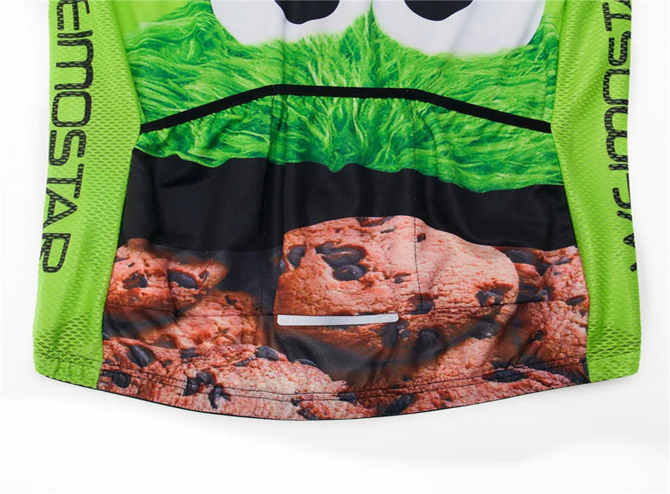 Weimostar Top Verde Maglia da Ciclismo Uomo con Design Divertente Cookie Traspirante Tasche