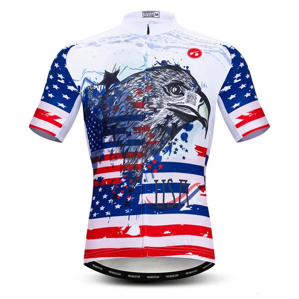 Maglia Da Ciclismo Da Uomo Mountain Bike Manica Corta Pro MTB Team Road Tops Canada Francia Russia Teschio Rosso