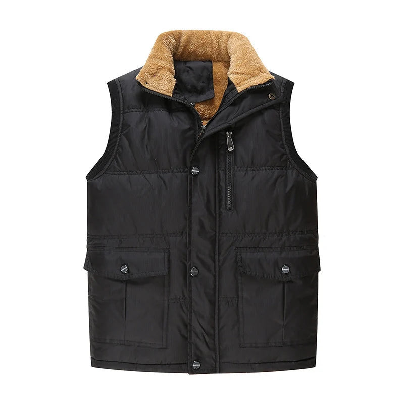 Gilet Termico Da Uomo In Pile Caldo Autunno Inverno Senza Maniche Antivento Nero Blu Scuro 7XL