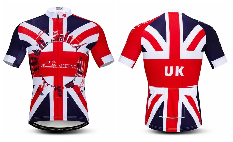 Maglia Da Ciclismo Da Uomo Mountain Bike Manica Corta Pro MTB Team Road Tops Canada Francia Russia Teschio Rosso
