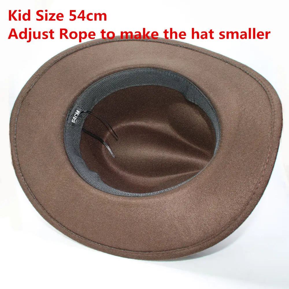 Cappello Coordinato In Feltro In Genitore Figlio Unisex Con Tesa Larga Geometria Retrò Cappello Da Cowboy Western