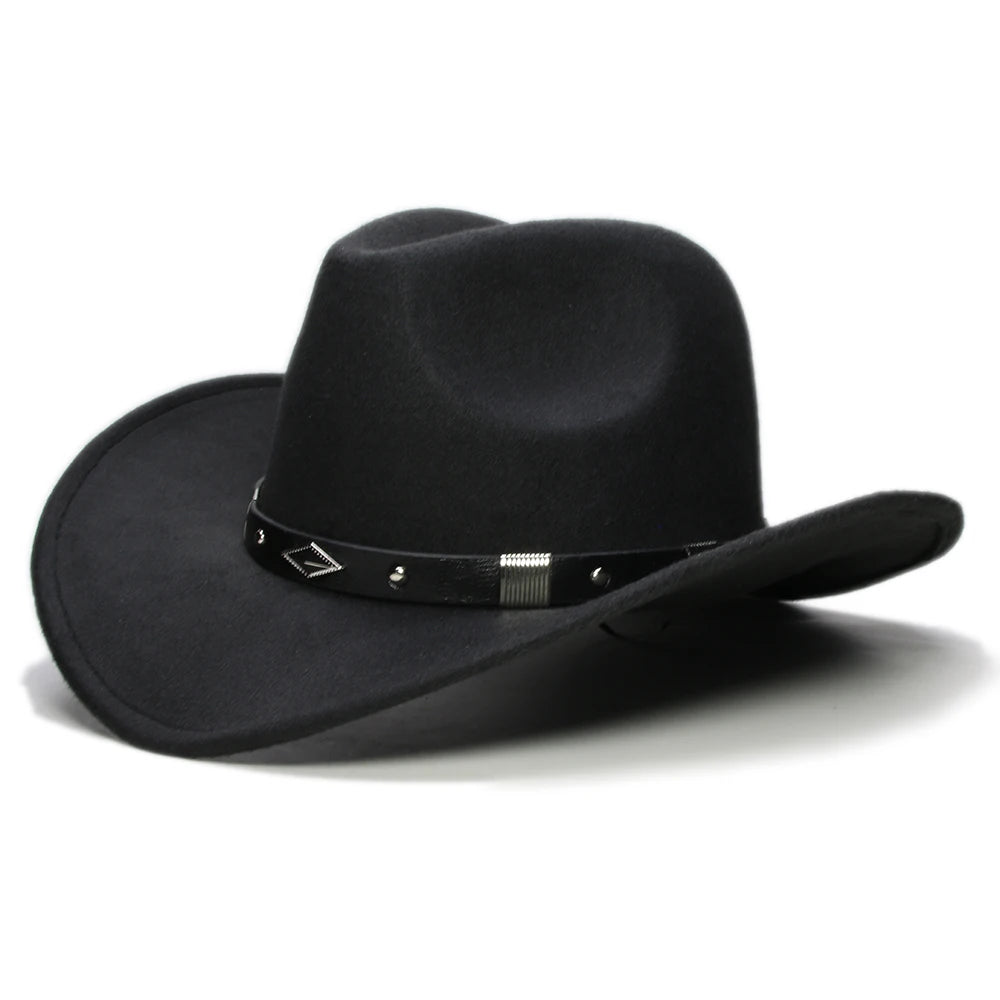 Cappello Coordinato In Feltro In Genitore Figlio Unisex Con Tesa Larga Geometria Retrò Cappello Da Cowboy Western