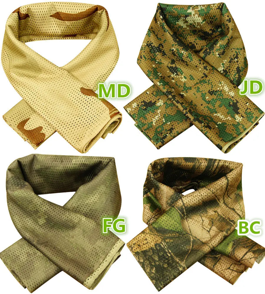 Sciarpa Mimetica Militare Tattica Airsoft Multifunzionale Mesh Traspirante Wrap Mask Shemagh Veil Unisex