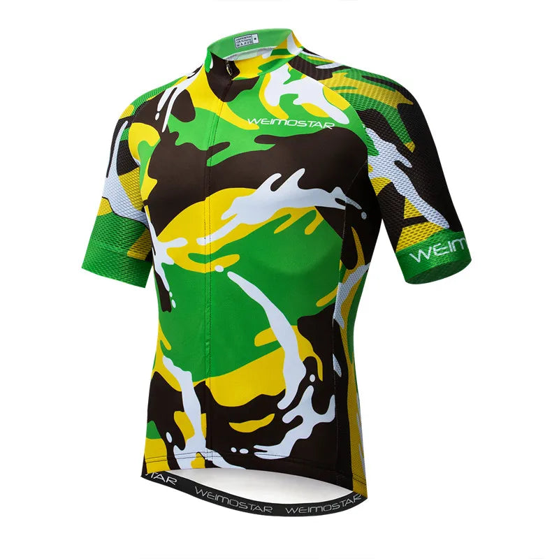 Weimostar Top Verde Maglia da Ciclismo Uomo con Design Divertente Cookie Traspirante Tasche