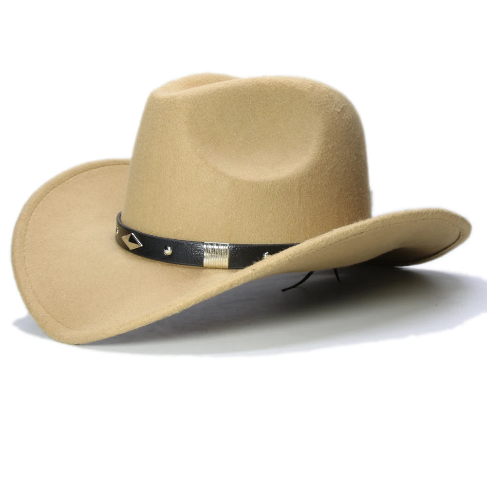 Cappello Coordinato In Feltro In Genitore Figlio Unisex Con Tesa Larga Geometria Retrò Cappello Da Cowboy Western
