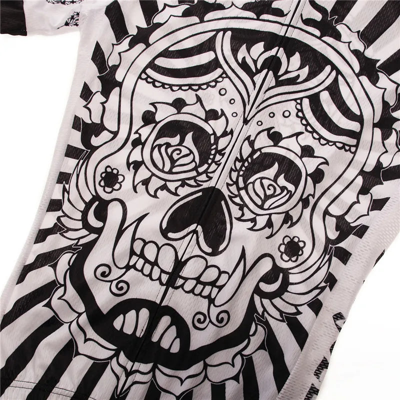 Maglia Ciclismo Weimostar Skull Uomo Estiva Traspirante MTB Strada Anti UV Con Tasche Riflettenti