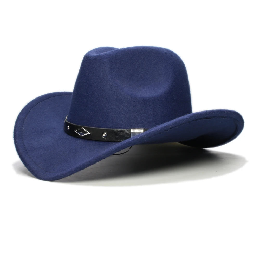 Cappello Coordinato In Feltro In Genitore Figlio Unisex Con Tesa Larga Geometria Retrò Cappello Da Cowboy Western