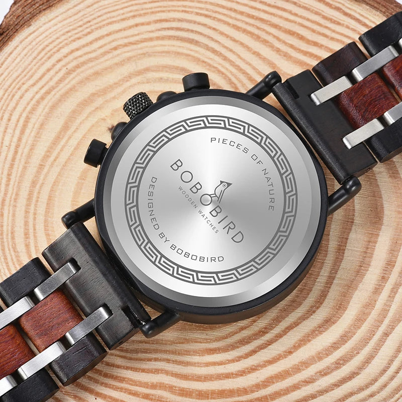 Orologio In Legno Da Uomo Cronografo Luxury Top Brand Elegante Con Scatola Di Legno Logo Personalizzato Regalo Ideale