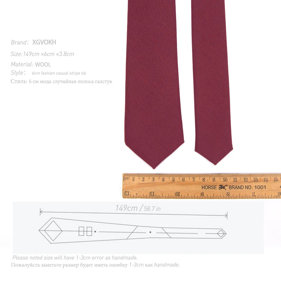 Cravatta Skinny Da Uomo In Lana Tinta Unita Rossa Slim 6 Cm Per Abito Da Sposa Business Party
