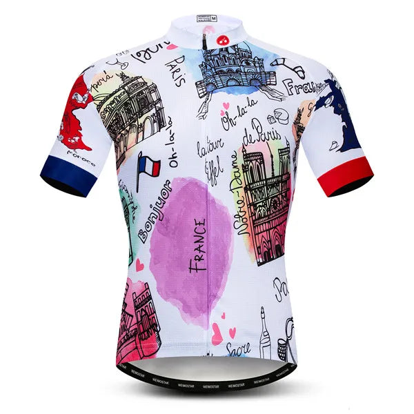 Maglia Da Ciclismo Da Uomo Mountain Bike Manica Corta Pro MTB Team Road Tops Canada Francia Russia Teschio Rosso
