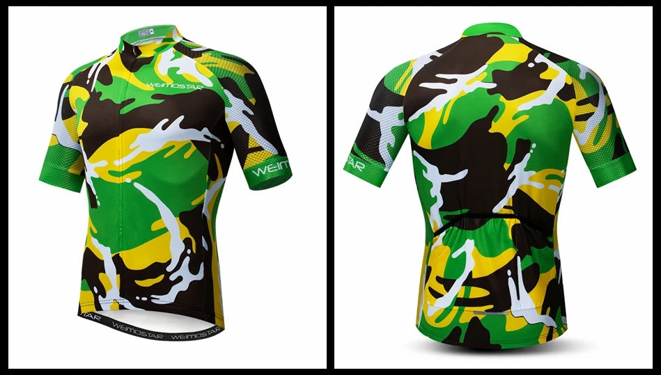 Weimostar Top Verde Maglia da Ciclismo Uomo con Design Divertente Cookie Traspirante Tasche