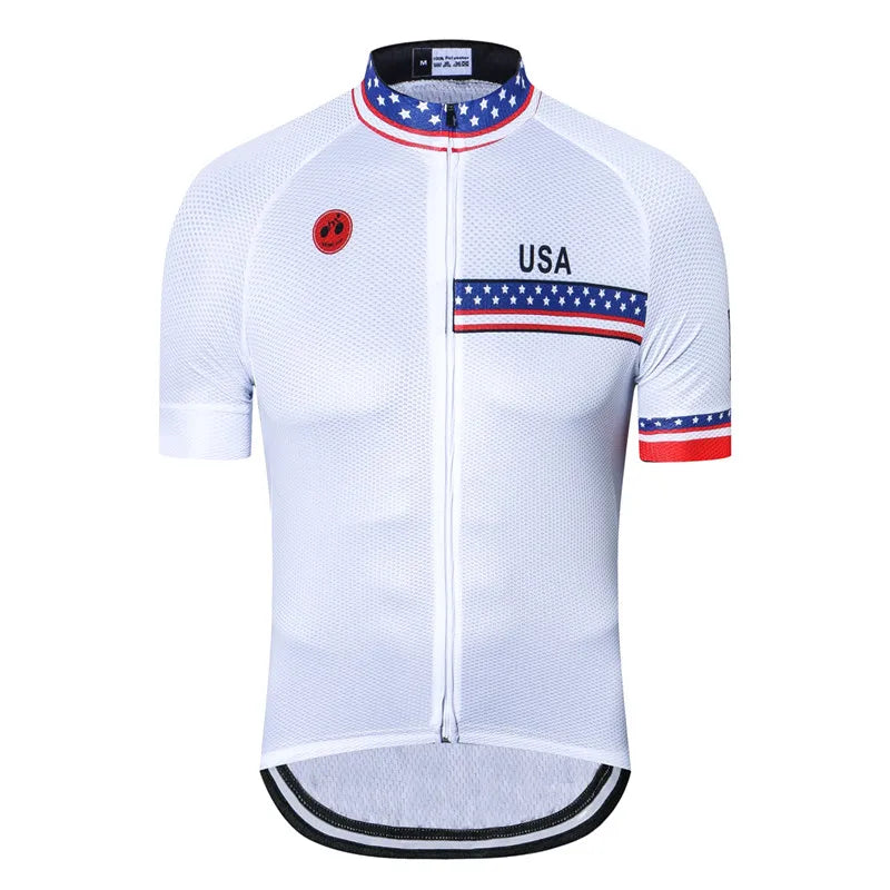 Maglia Da Ciclismo Uomo Manica Corta Traspirante Con Tasche Anti Sudore Asciugatura Rapida Bianco Pro Road MTB