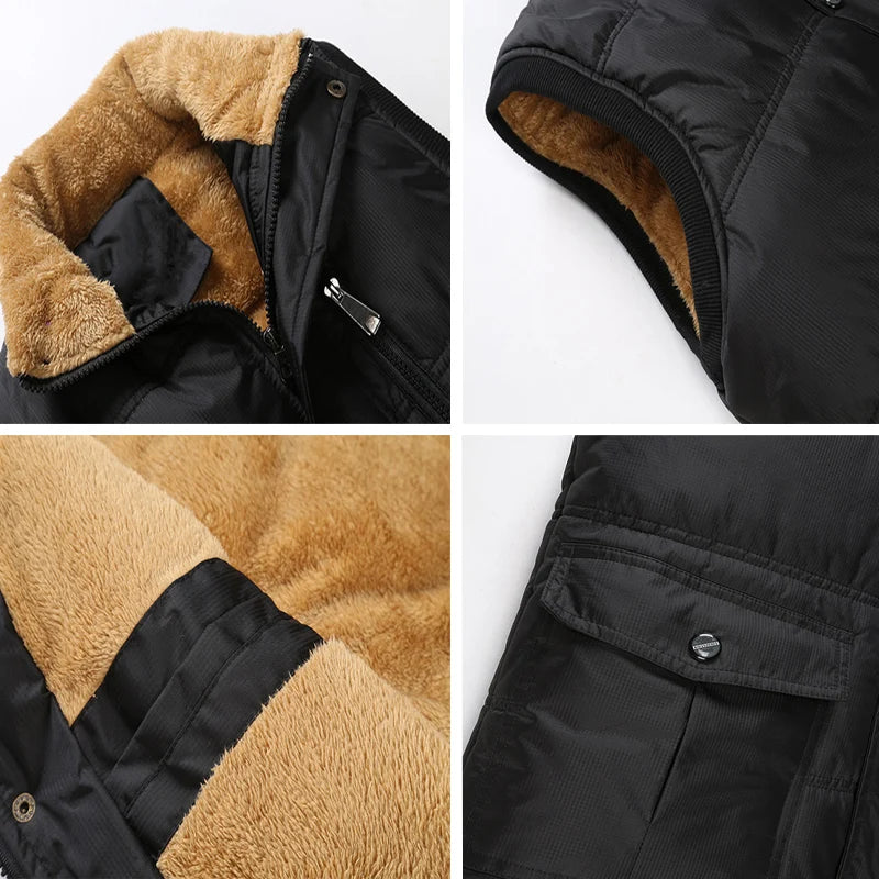 Gilet Termico Da Uomo In Pile Caldo Autunno Inverno Senza Maniche Antivento Nero Blu Scuro 7XL