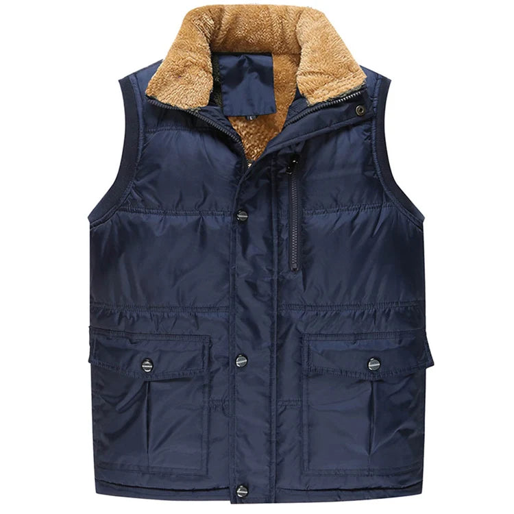 Gilet Termico Da Uomo In Pile Caldo Autunno Inverno Senza Maniche Antivento Nero Blu Scuro 7XL
