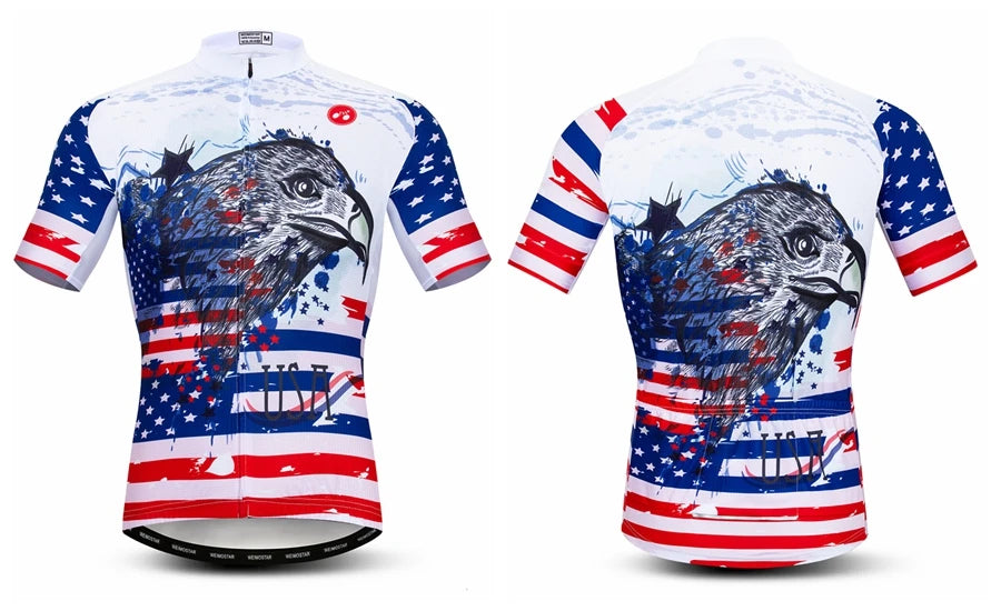 Maglia Da Ciclismo Da Uomo Mountain Bike Manica Corta Pro MTB Team Road Tops Canada Francia Russia Teschio Rosso