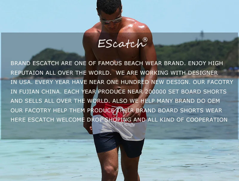 Costume Elasticizzato Uomo Escatch 2025 Pantaloncini Da Spiaggia Ad Asciugatura Rapida Tasche Cerniera Fodera Rete