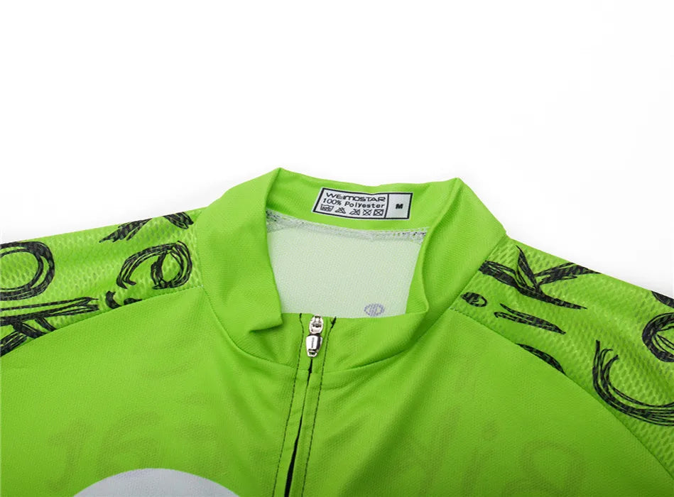 Weimostar Top Verde Maglia da Ciclismo Uomo con Design Divertente Cookie Traspirante Tasche